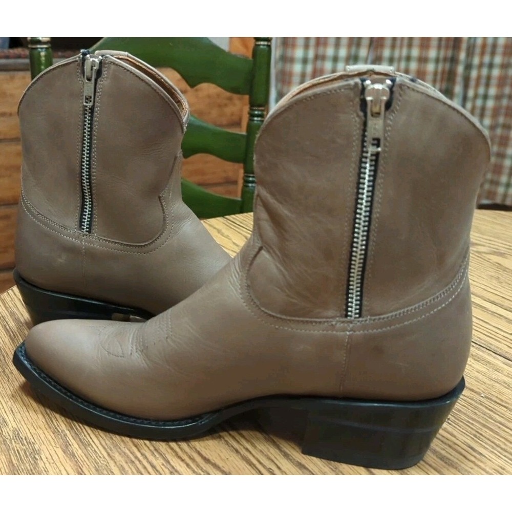 Women's Alvies The Rainey Gray Leather Cowgirl Ankle Boots Size 8.5 B - Picture 6 of 11
